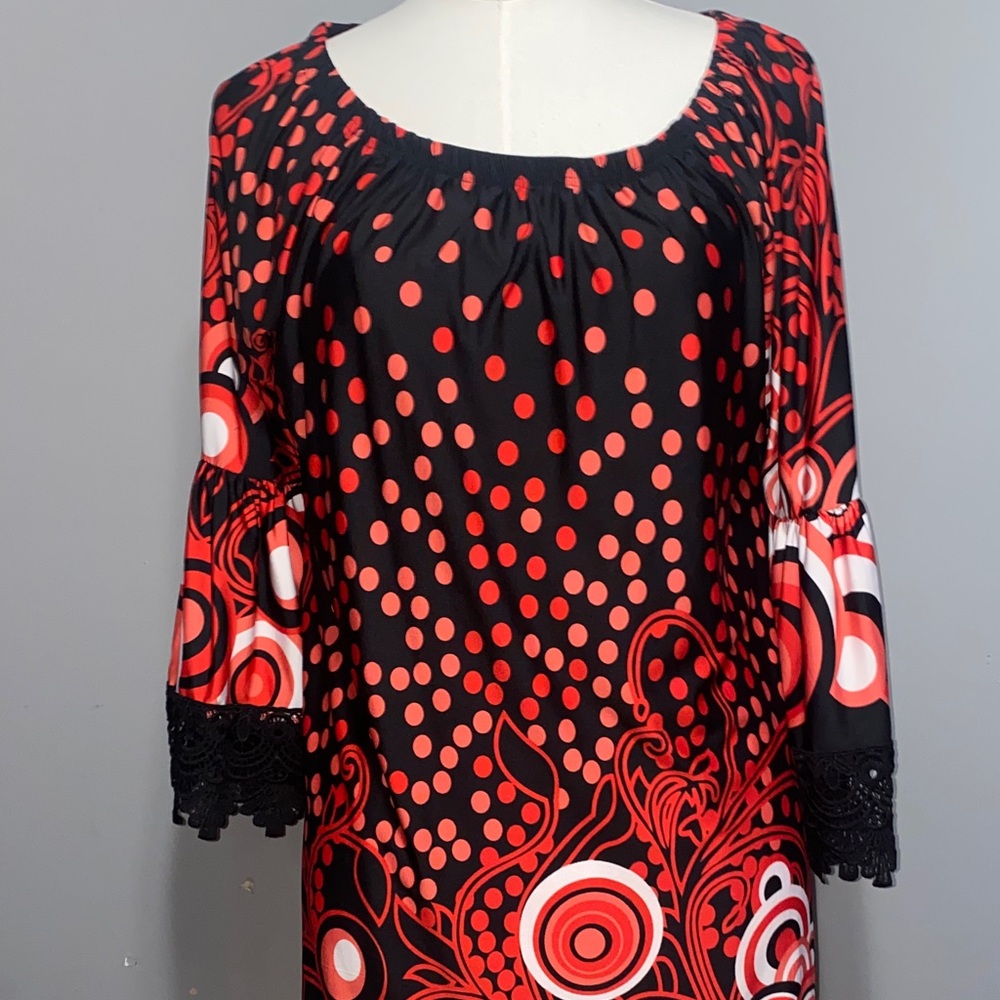 White Mark Black Dress Red Polka Dot Lining and Black Trim Women Size 2XL 00051